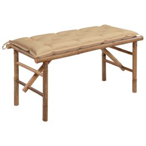 Folding Garden Bench With Cushion Bamboo 118 Cm