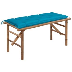 Folding Garden Bench With Cushion Bamboo 118 Cm