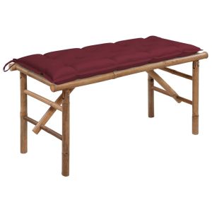 Folding Garden Bench With Cushion Bamboo 118 Cm