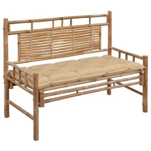 Garden Bench With Cushion Bamboo 120 Cm