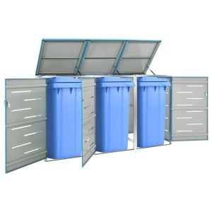 Triple Wheelie Bin Shed 207x77.5x115 Cm Stainless Steel