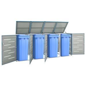 Quadruple Wheelie Bin Shed 276.5x77.5x115.5 Cm Stainless Steel