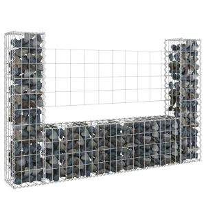 U-shape Gabion Basket With 2 Posts Iron 140x20x100 Cm