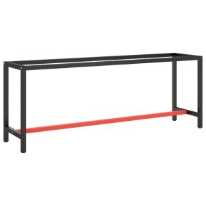 Work Bench Frame Matte Black And Matte Red 210x50x79cm Metal