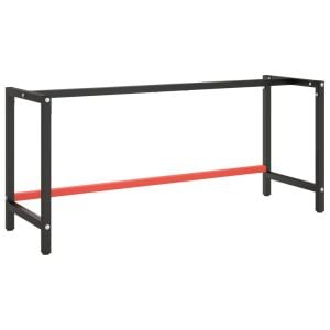 Work Bench Frame Matte Black And Matte Red 180x57x79cm Metal