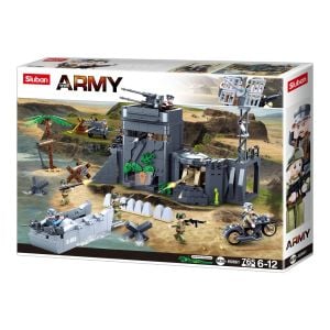 Sluban B0861 Model Kit WWII Atlantic Wall Coastal Bunker Defense Normandy DDay Military Base Outpost Army DIY Set Toy