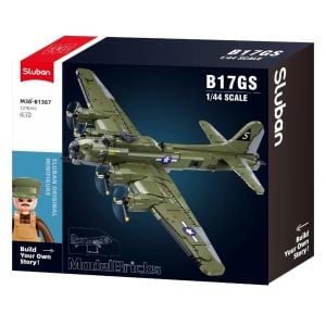 Sluban B1367 Model Kit 1:44 B17 Flying Fortress Heavy Bomber WWII USAAF Army Air Force Building Blocks DIY Set Toy