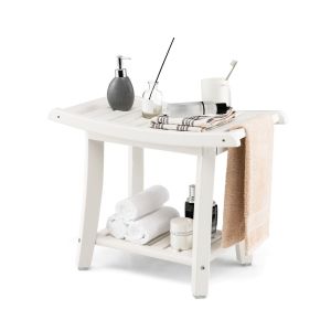 Waterproof Shower Stool With Storage - White