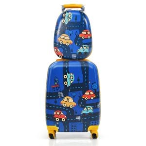 2 Pieces Kids Children Luggage Set With Wheels Blue