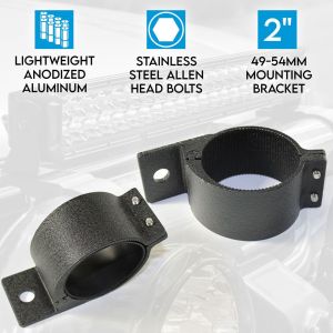 Pair 49-54mm Bullbar Mounting Bracket Clamp LED Light Bar - Black