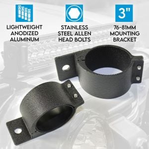 76-81mm Pair Bullbar Mounting Bracket Clamp LED Light Bar Black