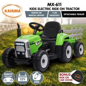 Kahuna MX-611 Kids Electric Ride On Tractor Car Green Grey