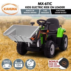 Kahuna MX-611C Electric Kids Car Tractor Digger Loader Grey
