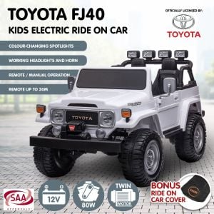 Kahuna Licensed Toyota FJ-40 2-Seat Kids Ride On Electric Toy Car 80W - White