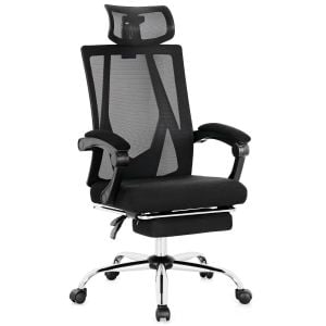 Ergonomic Recliner Mesh Office Chair With Adjustable Headrest Black