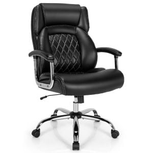 Height Adjustable Executive Office Chair With Padded Armrest Black