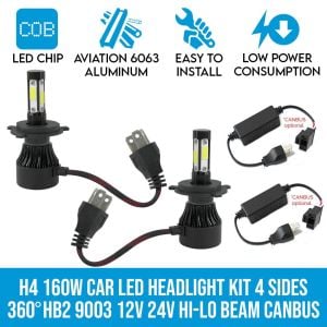 Cosmoblaze H4 160w Car Led Headlight Kit With Canbus Elinz