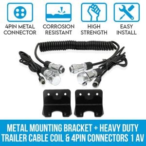Metal Mounting Bracket Trailer Cable Coil 4pin Connectors 1 AV Input