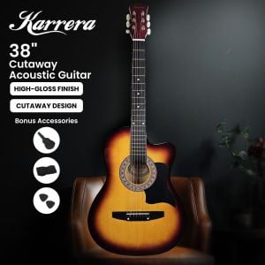 Karrera 38in Cutaway Acoustic Guitar with Guitar Bag - Sun Burst