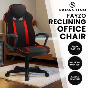 Sarantino Fayzo Racing Reclining Office Gaming Chair Computer Seat in Black and Red