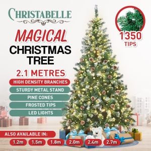 Christabelle 2.1m Pre Lit LED Christmas Tree with Pine Cones