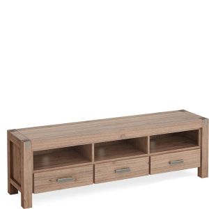 TV Cabinet Shelf Solid Acacia Wooden Frame Entertainment Unit - Oak