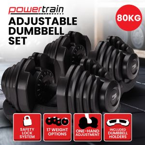 Powertrain 80kg Gen3 Adjustable Dumbbell Home Gym Weights