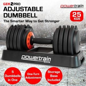 25kg Powertrain GEN2 Pro Adjustable Dumbbell