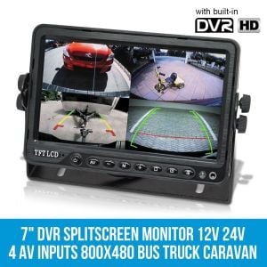 Elinz 7in Dvr Splitscreen Monitor 12v 24v 4 Av Inputs 800x480
