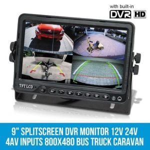 Elinz 9In Splitscreen Dvr Monitor 12v 24v 4 Av Inputs 800x480