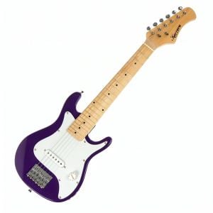 Karrera Kids Electric Guitar Junior Beginner Double Cutaway Scaled-Down Instrument for Children - Purple