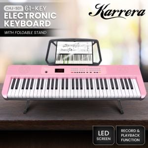 Karrera 61-Key Electronic Piano Keyboard with LED and Folding Stand - Pink CHJ-SD1