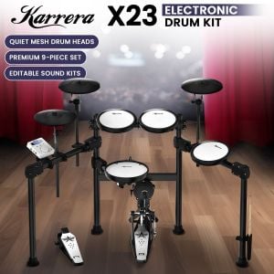 Karrera X23 9-Piece Electronic Drum Kit with Pedals