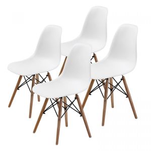 4x DSW Dining Chairs Retro Furniture - WHITE