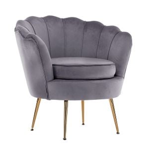 Armchair Velvet Shell Scallop - Grey