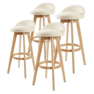 4x Oak Wood Bar Stool 72cm Fabric LEILA - BEIGE