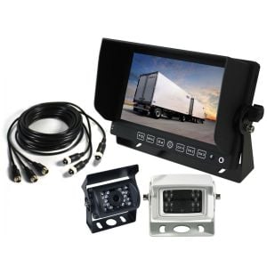 Elinz 7in Monitor Caravan 2 Cameras System Reversing CCD 12v 24v White
