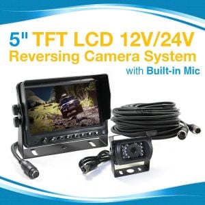 Elinz 5in Monitor TFT  LCD 12V/24V Car Reversing Camera System Kit