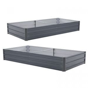 2X Raised Garden Bed Rectangular 210 x 90 x 30cm - GREY