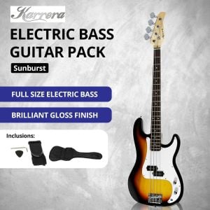 Karrera Electric Guitar Bass Music 4-String Instrument Full Size Sunburst