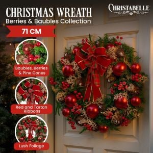 Christabelle 71cm Christmas Wreath - Berries & Baubles