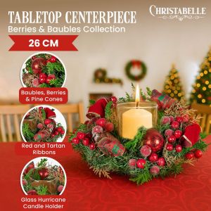 Christabelle 26cm Christmas Centrepiece - Berries & Baubles