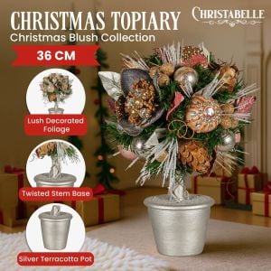Christabelle 36cm Christmas Tabletop Topiary - Christmas Blush