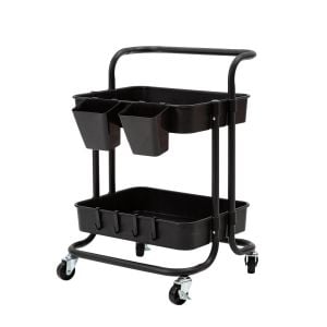 Kitchen Utility Trolley Cart Storage 2 Tier - Black