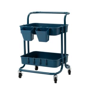 Kitchen Trolley Cart Storage 2 Tier - Blue