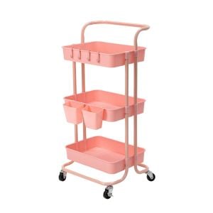 Kitchen Trolley Cart Storage 3 Tier - Pink