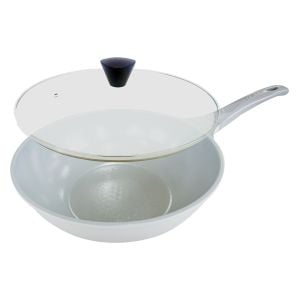Koman 28cm IH Wok Ceramic Coating w/ Glass Lid - Grey
