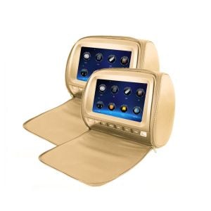 Elinz 2x 9 Touch Screen Car Headrest DVD Player Monitor Pillow Beige