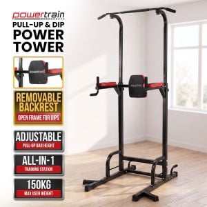 Powertrain J06 Multi-Function Power Tower Pull Up Chin Up Dip Station Heavy Duty Home Gym Strength Training Equipment