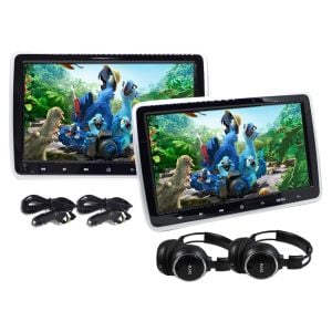 2x 10.1in TFT Active Headrest Car DVD Player 1080P Screen USB SD